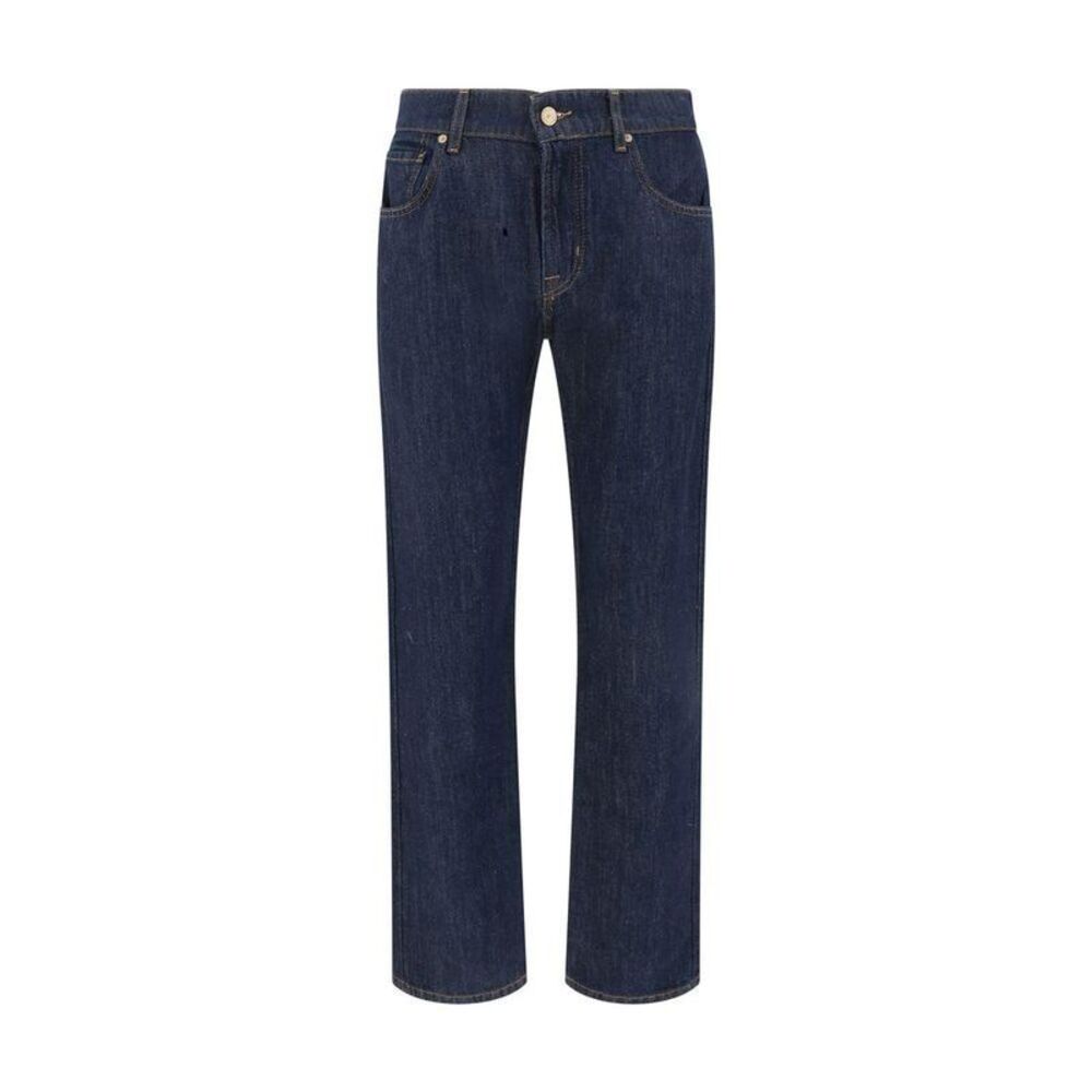 7FOR Cotton Straight-Leg Jeans Men Blue Bottoms